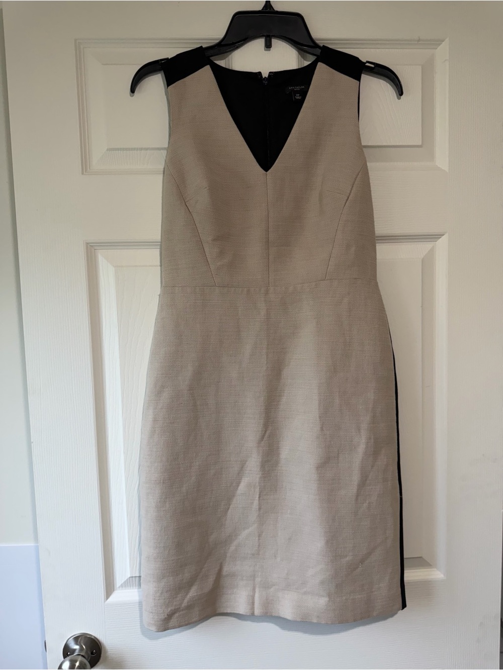 Ann Taylor Beige Dress with Black Trim
